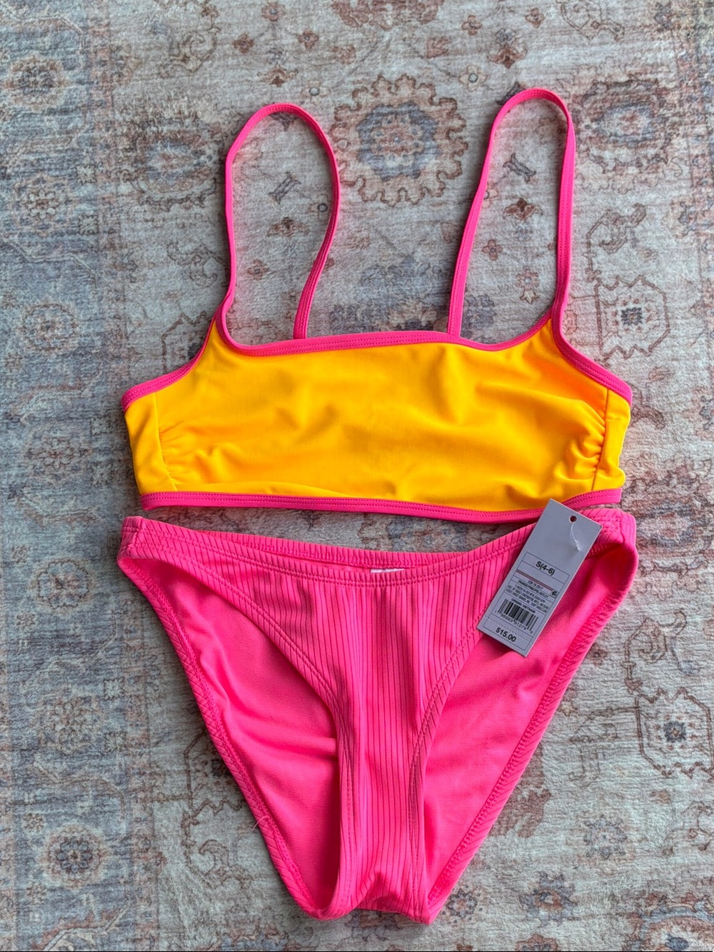 wild fable Neon Yellow and Neon Pink Two-Piece Bikini
